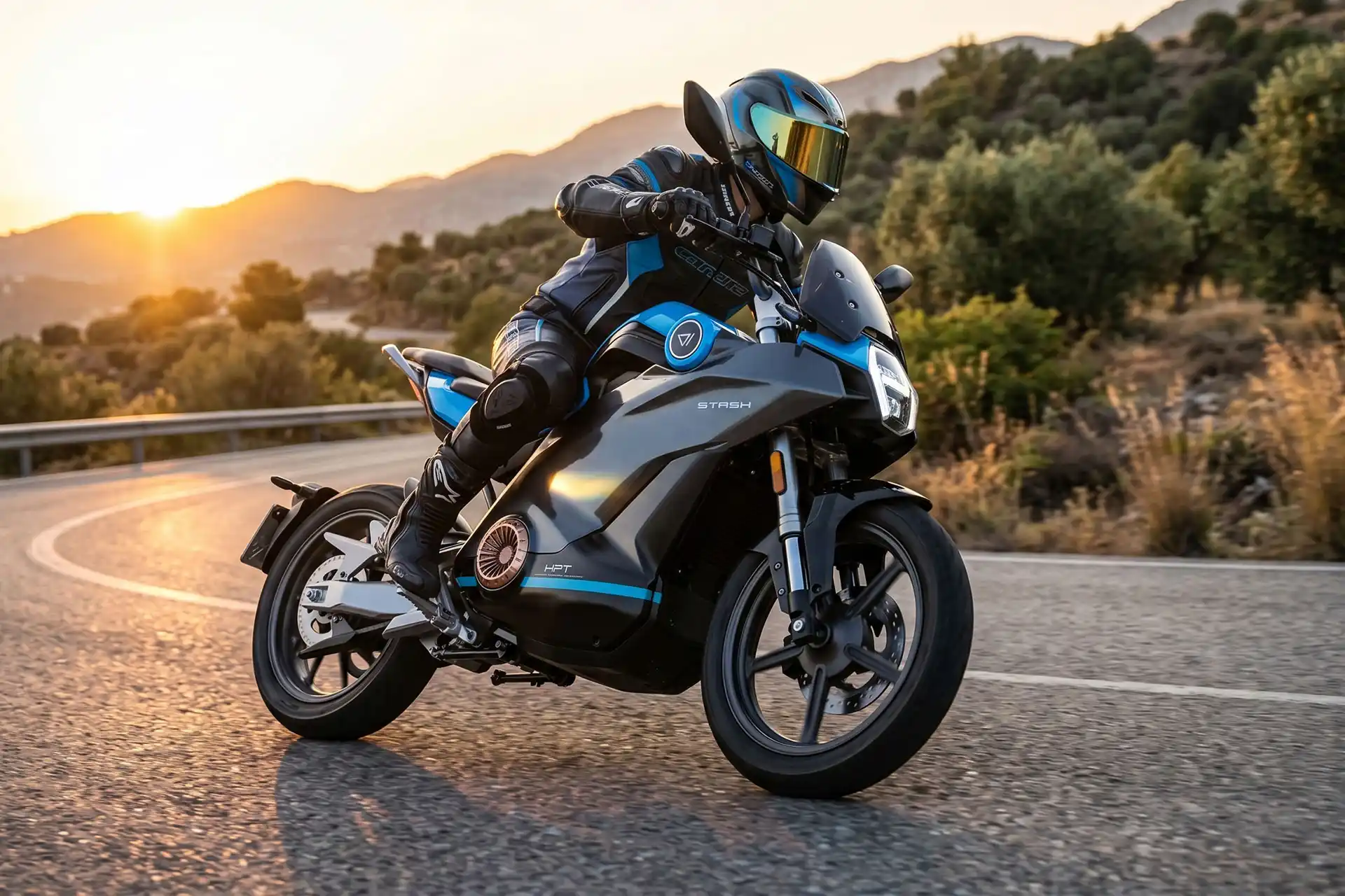 Moto elettrica VMoto Stash in nero, caratterizzata da un design naked moderno